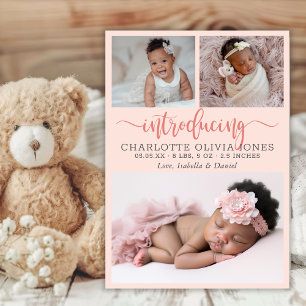Carte de collage de photos d'annonce de naissance