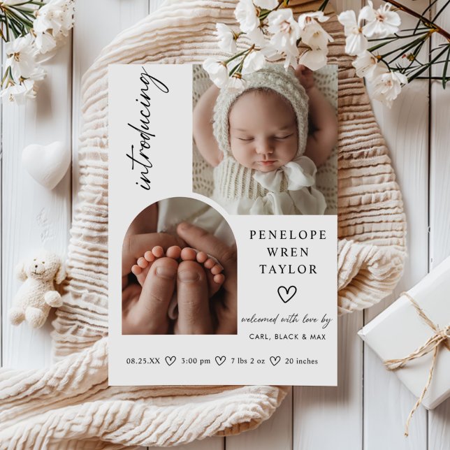 Carte de collage photo de Faire-part de naissance  (Créateur téléchargé)