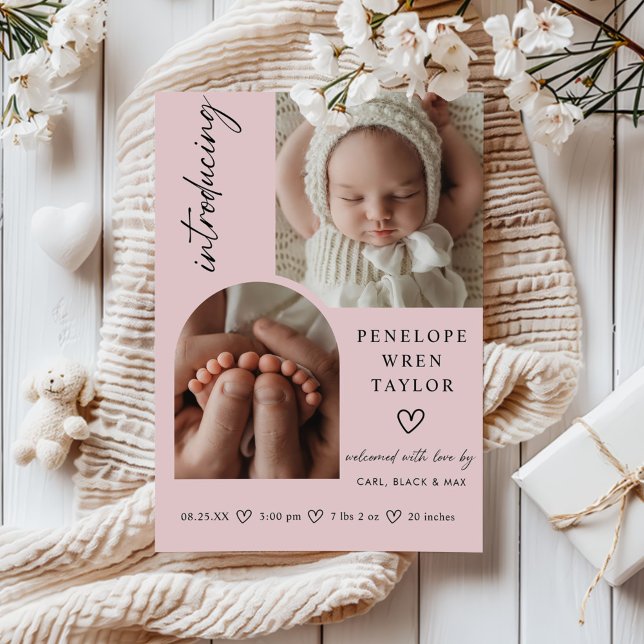 Carte de collage photo de Faire-part de naissance  (Créateur téléchargé)