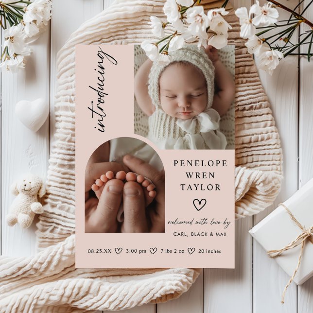 Carte de collage photo de Faire-part de naissance  (Créateur téléchargé)