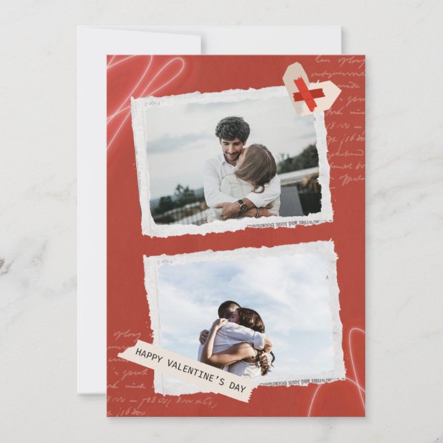Carte de collage photo de la Saint-Valentin romant (Devant)