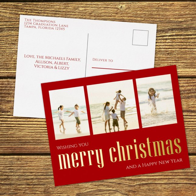 Carte de collage photo de Noël rouge Joyeux Noël  (Créateur téléchargé)