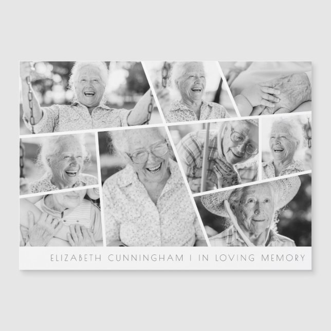 Carte de collage photo Memorial Modern Simple Chic (Devant)