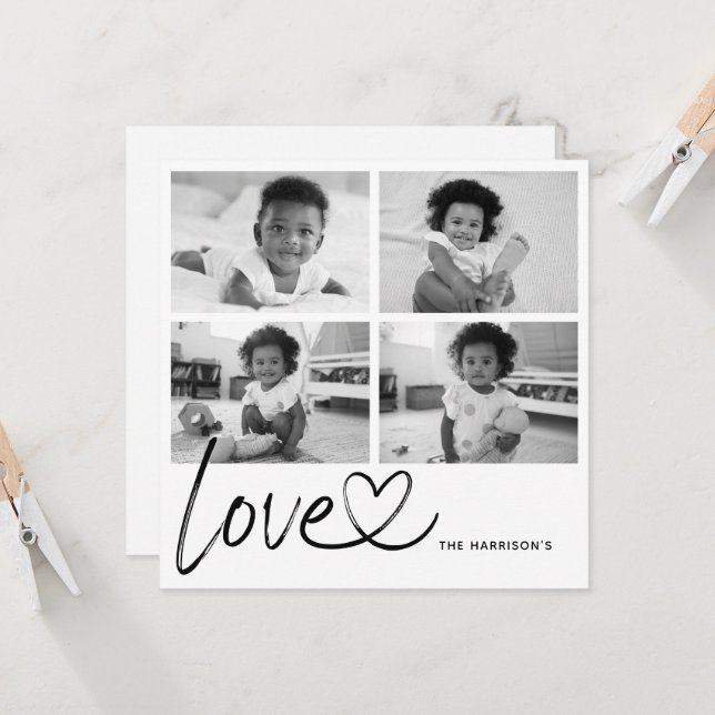 Carte de collage photo Modern Script Love (Devant/Arrière en situation)