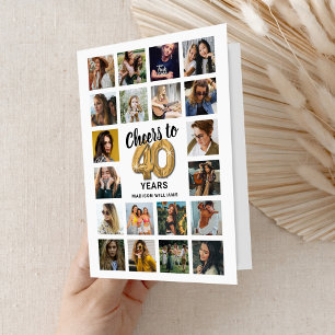 Carte de collage photo pour 40e anniversaire
