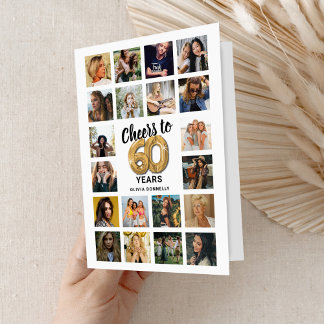 Carte de collage photo pour 60e anniversaire