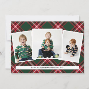 Carte de collage photo Tartan Plaid pour Noël