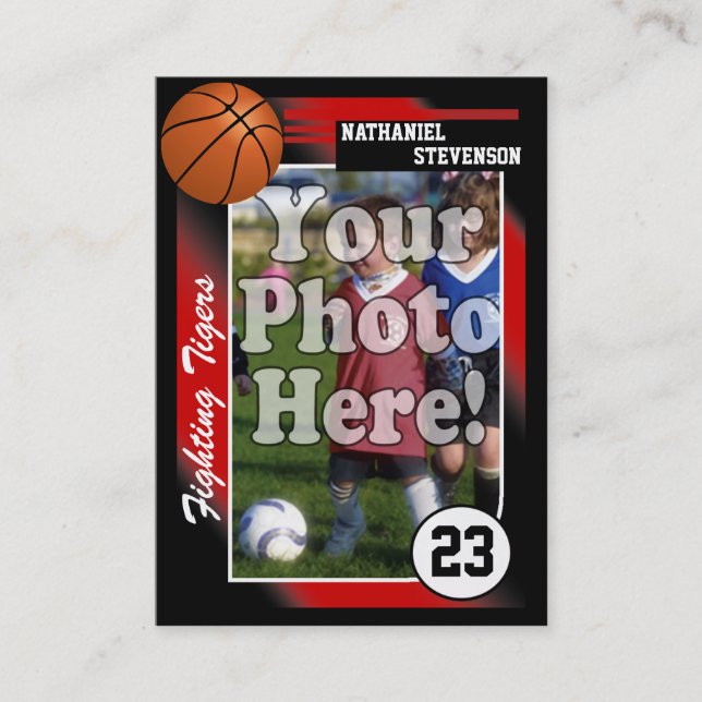 Carte de collection de basket-ball, taille rouge (Devant)