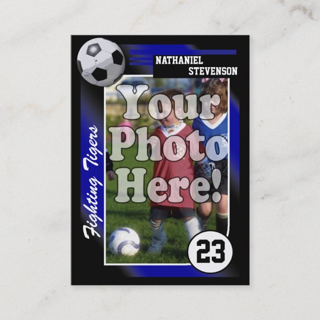 Carte de collection du football, taille bleue de (Devant)