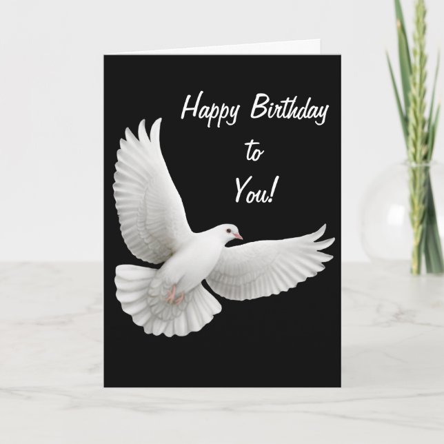 Carte de colombe de blanc de joyeux anniversaire (Devant)