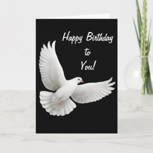 Carte de colombe de blanc de joyeux anniversaire
