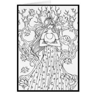 Carte de coloration pour Imaginaire de lune mystiq