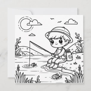Carte de coloriage à thème de pêche pour enfants