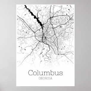 Carte de Columbus - Géorgie - affiche de la carte