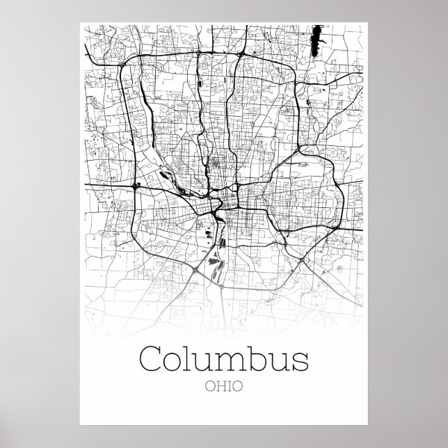 Carte de Columbus - Ohio - Poster de la carte de v (Devant)