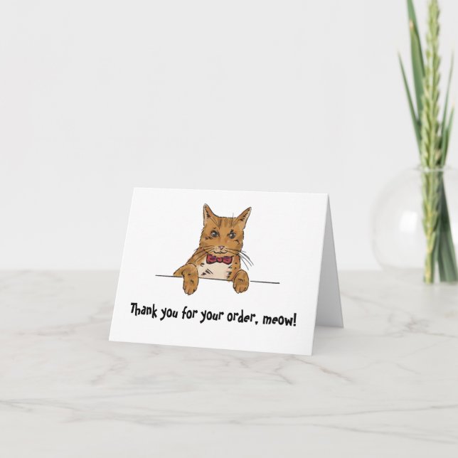 Carte de commande de Merci plié d'un chat-gingembr (Devant)