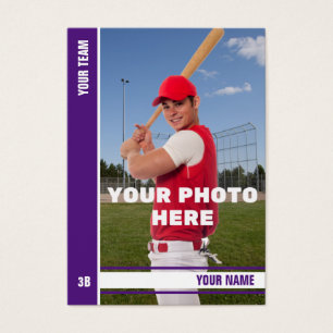 Carte de commerce de baseball à bande violette -St