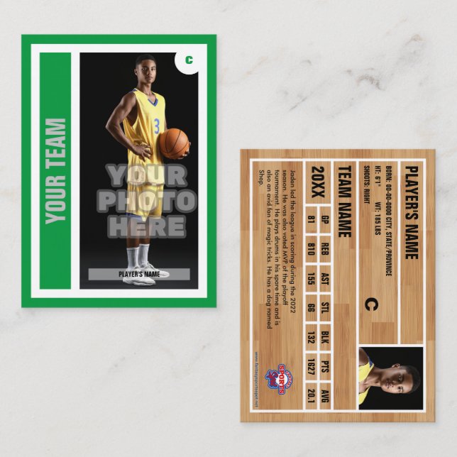 Carte de commerce de basket-ball personnalisée - K (Devant / Derrière)