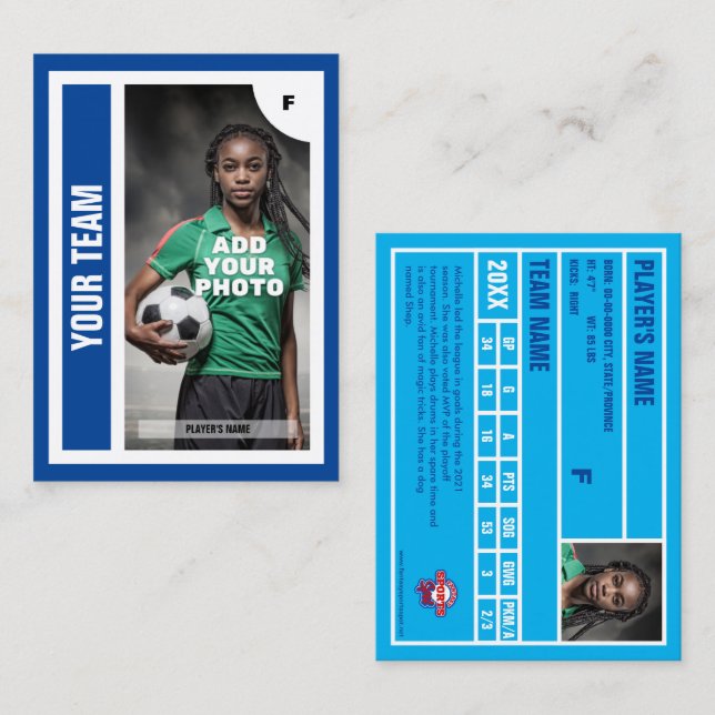 Carte de commerce de football (bleu) - Ajouter vos (Devant / Derrière)
