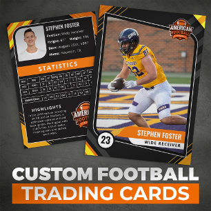 Carte de commerce de football orange et noir avec