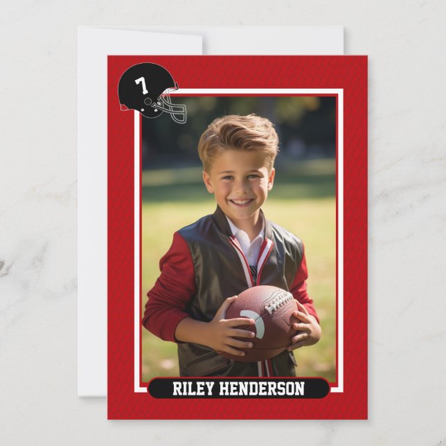 Carte de commerce de football photo fête d'anniver (Devant)