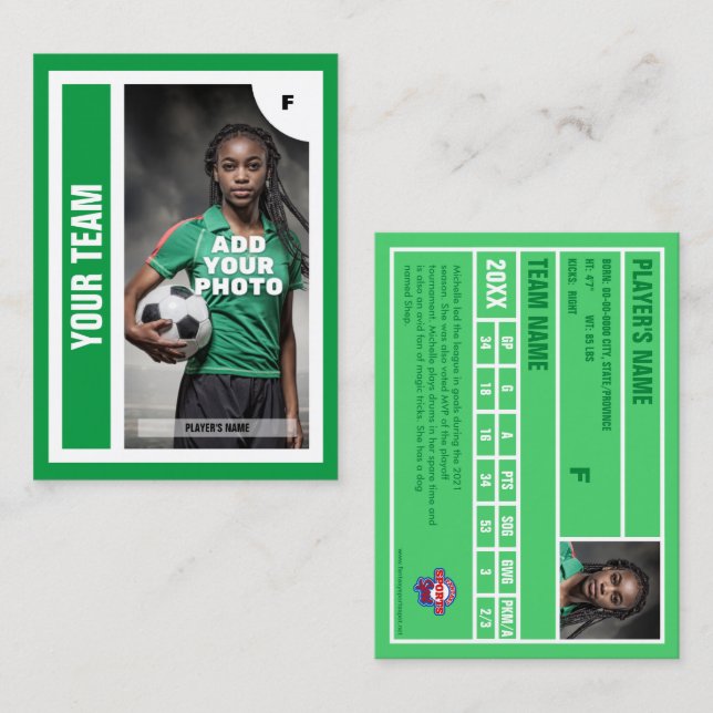 Carte de commerce de football (verte) - Ajouter vo (Devant / Derrière)