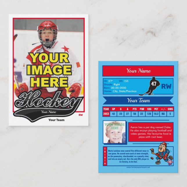 Carte de commerce de hockey Swash - Statistiques p (Devant / Derrière)