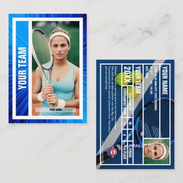 Carte de commerce de l'équipe de tennis - Blue Ray (Devant / Derrière)