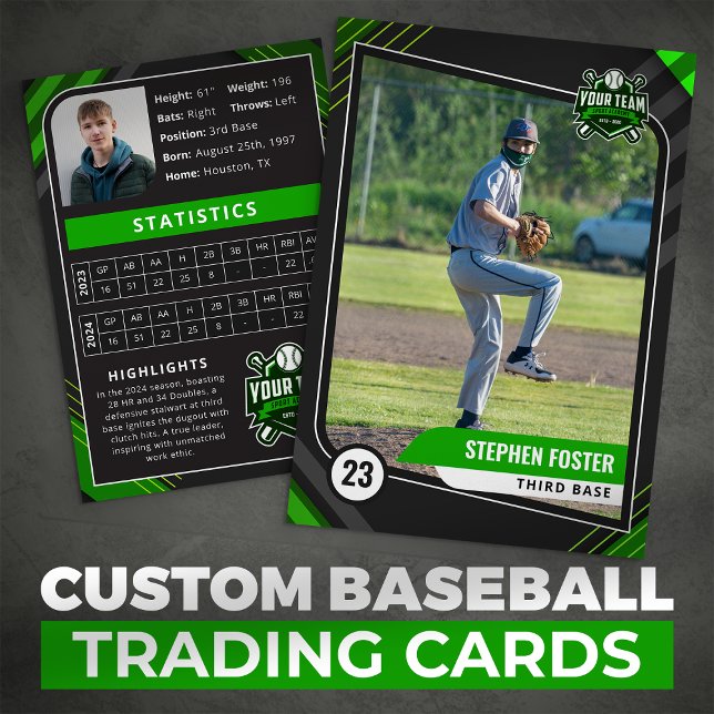Carte de commerce Green & Black Pro Baseball (Créateur téléchargé)
