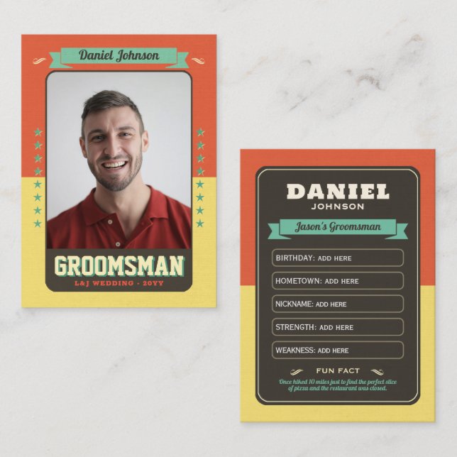 Carte de commerce Groomsman personnalisée, Fun Bes (Devant / Derrière)