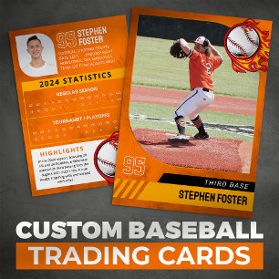 Carte de commerce Orange Baseball avec photo et st