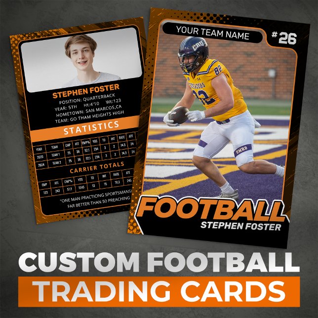 Carte de commerce Orange & Black Football Joueur P (Créateur téléchargé)