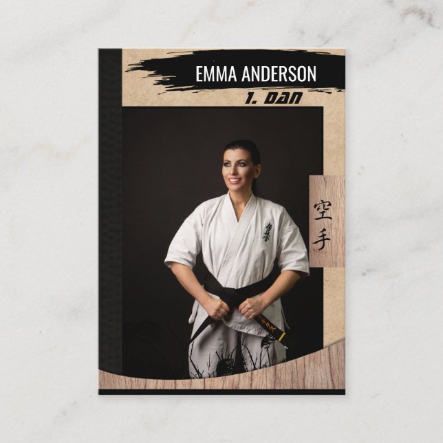 Carte de commerce Rustic Karate Black Belt Wood (Devant)