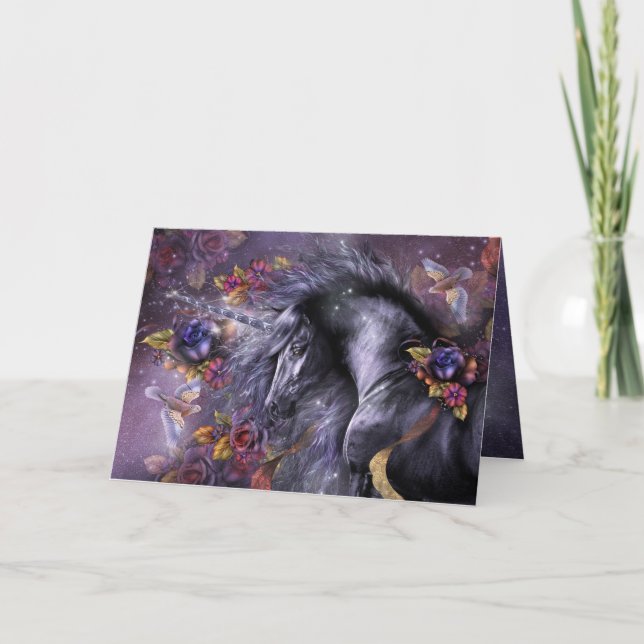 Carte de concepteur Unicorn Rose bleu (Devant)
