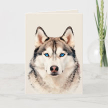 Carte de conception artistique de chien Husky