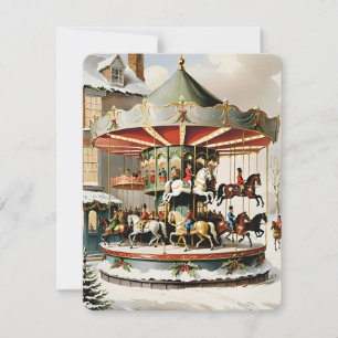 carte de conception de carrousel vintage de noël
