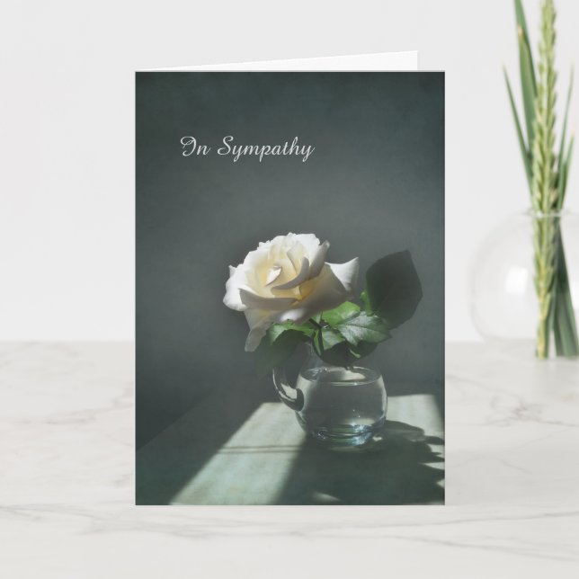 Carte de condoléance de sympathie de rose blanc (Devant)