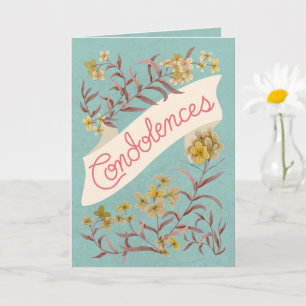 Carte de condoléances Aqua Soft Pastel Floral Bann
