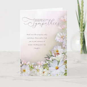 Carte de condoléances florale pastel et blanc doux