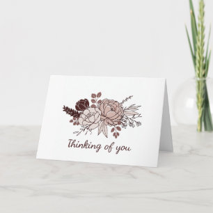 Carte de condoléances florale rose et burgundy aqu