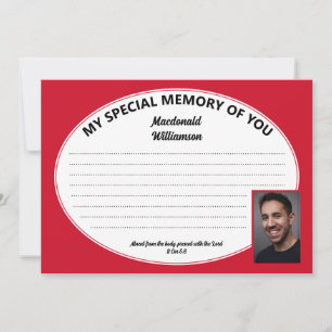 Carte de condoléances photo ROUGE MON SOUVENIR SPÉ