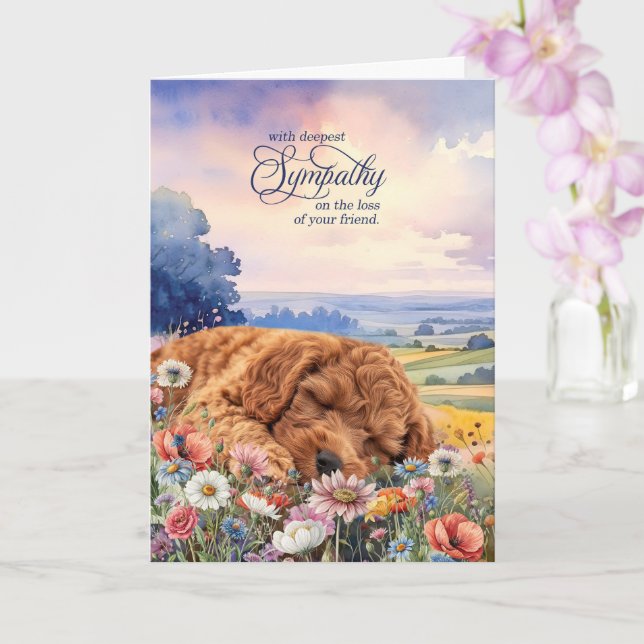 Carte de condoléances pour chien Cockapoo avec des (Orchidée)