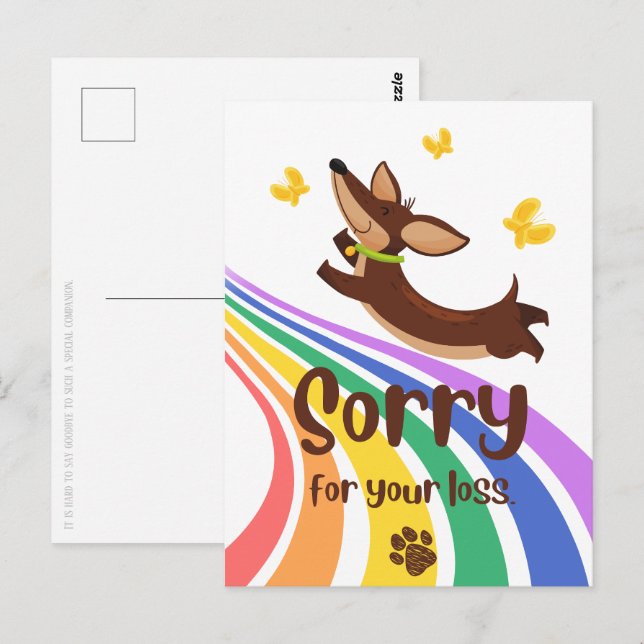 Carte de condoléances pour la perte de votre chien (Devant / Derrière)