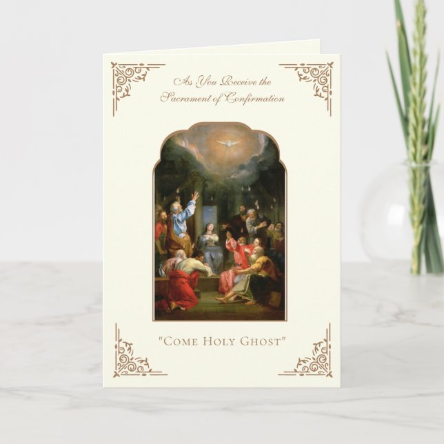 Carte de confirmation catholique Saint-Esprit Vier (Devant)