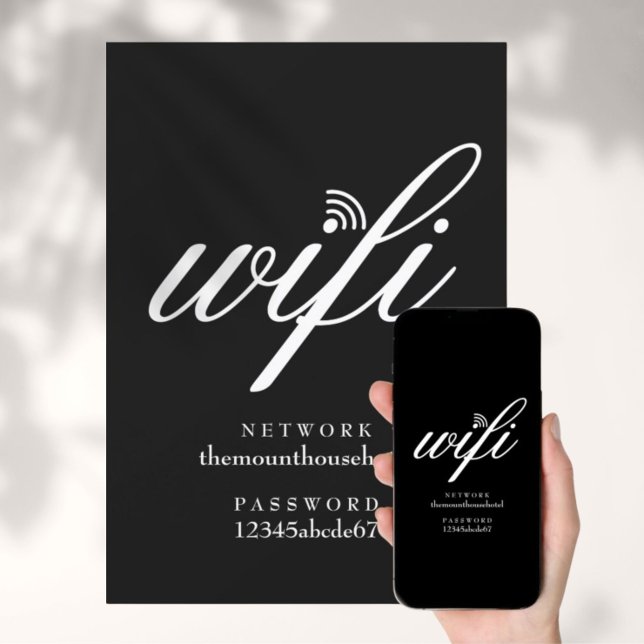 Carte de connexion réseau Wifi et mot de passe (Wifi Network and Password Sign Card)