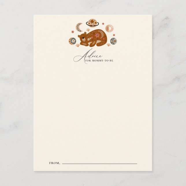 Carte de conseil Baby shower à thème Ours céleste (Devant)