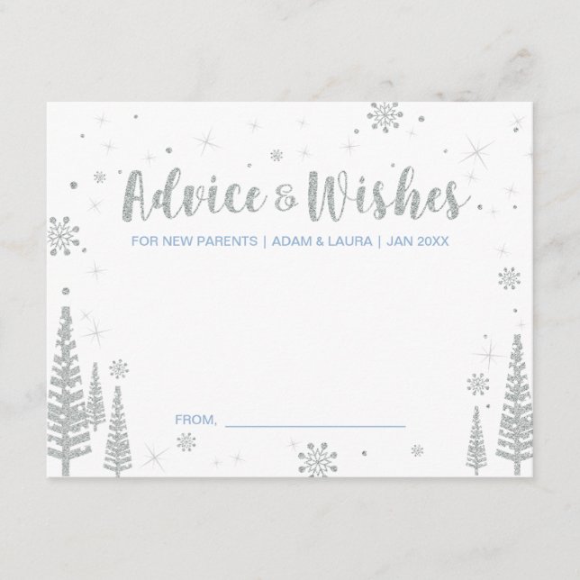 Carte de conseil Baby shower bleu pour maman, pare (Devant)