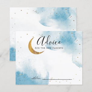 Carte de conseil Baby shower Blue Gold Moon Stars