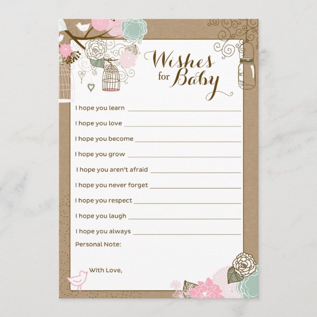 Carte de conseil baby shower - Cages et jarres à p (Devant)