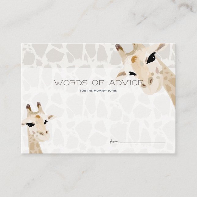 Carte de conseil Baby shower d'aquarelle Giraffe (Devant)